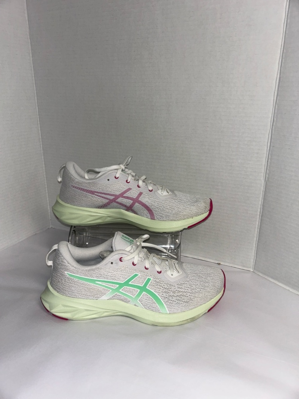 Asics White Sneakers with Mint and Pink Accents